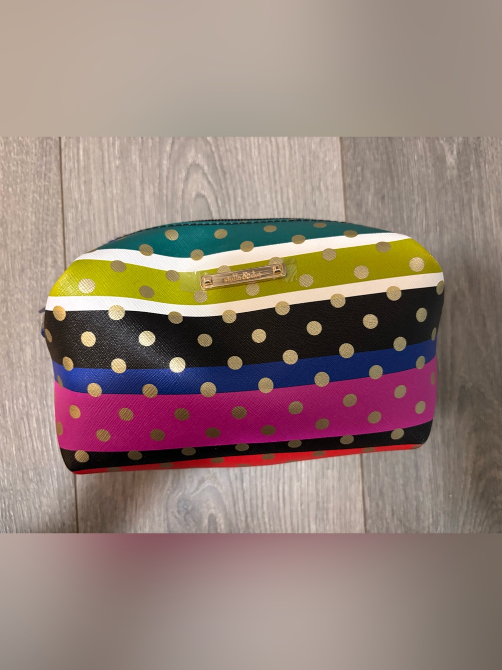 New Stella & Dot Multicolor Striped Cosmetic Bag.